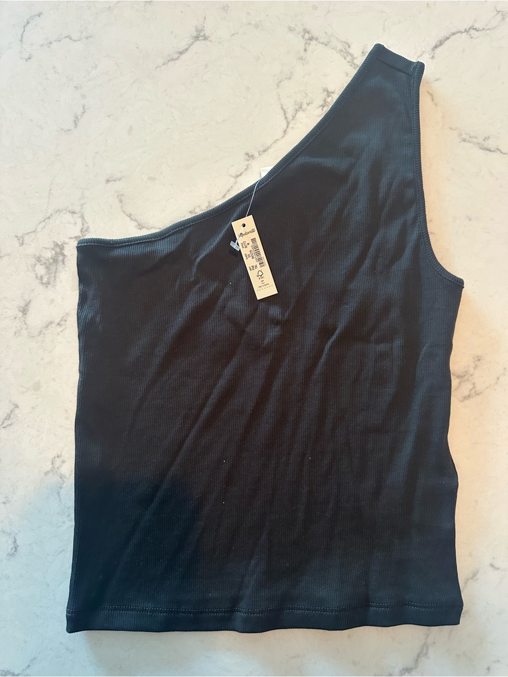 Madewell One-Shoulder Ribbed Tank Top - Black